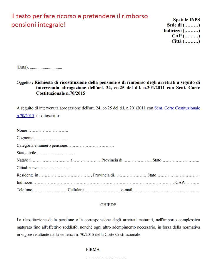 rimborso pensioni 2015
