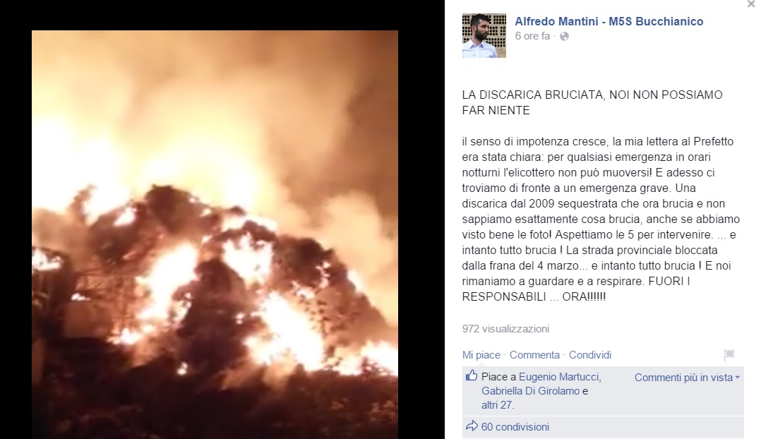 incendio abruzzo discarica abusiva